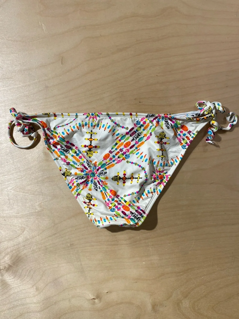 Colorful Floral Tie-Side Bikini Bottom Large (RG)